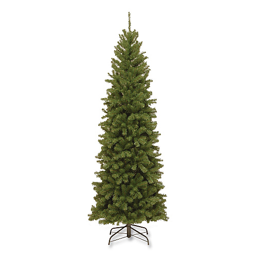 National Tree Company North Valley Spruce Pencil Slim Tree, 32" x 32" x 90", Green Tree, Green Tree Stand (NRV750575)