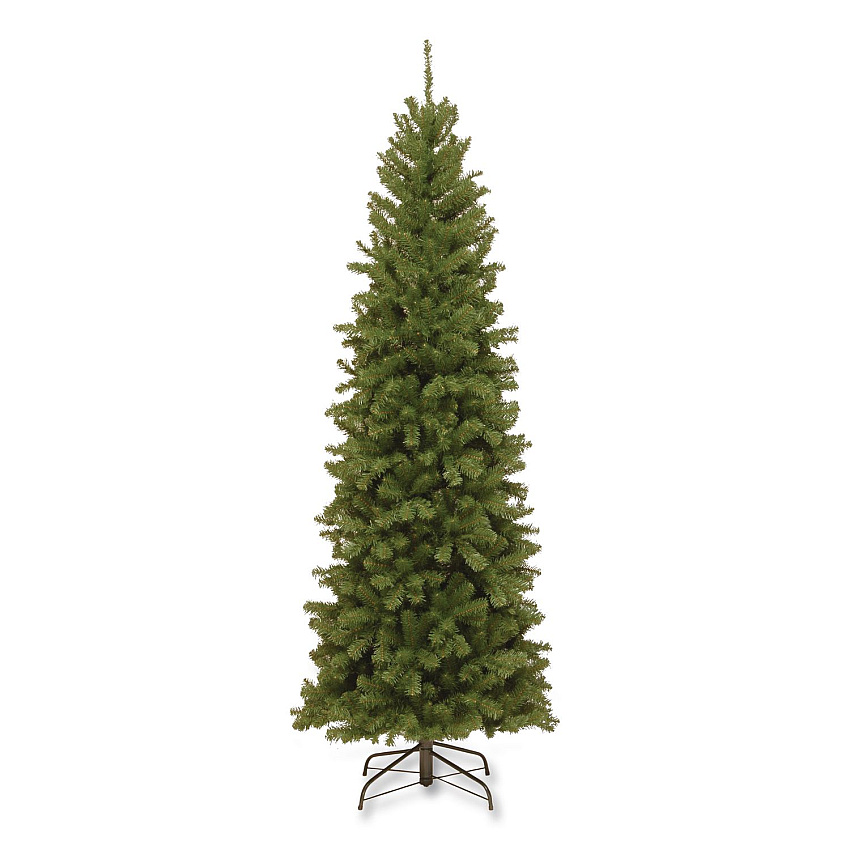 National Tree Company North Valley Spruce Pencil Slim Tree, 32" x 32" x 90", Green Tree, Green Tree Stand (NRV750575)