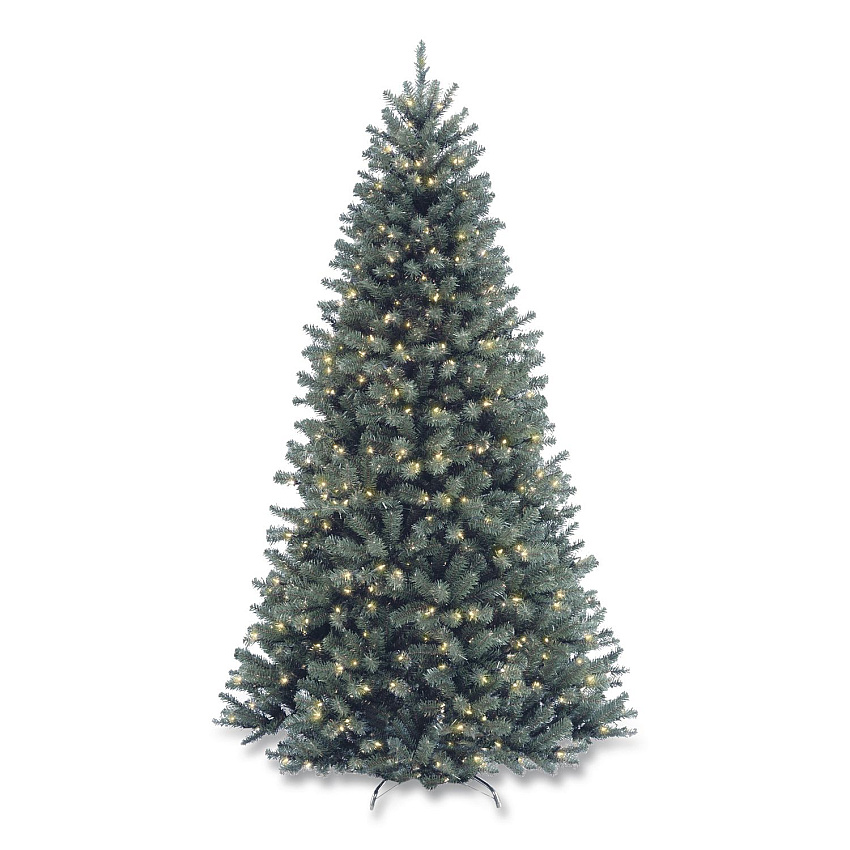 National Tree Company Pre-Lit North Valley Spruce Blue Tree, 42" x 42" x 78", Blue Tree, Green Tree Stand (NRVB730665)