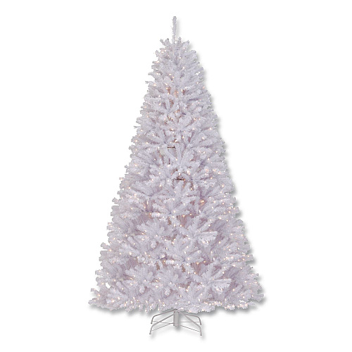 National Tree Company Pre-Lit North Valley Spruce White Tree, 65" x 65" x 108", White Tree, White Tree Stand (NRVW730290)
