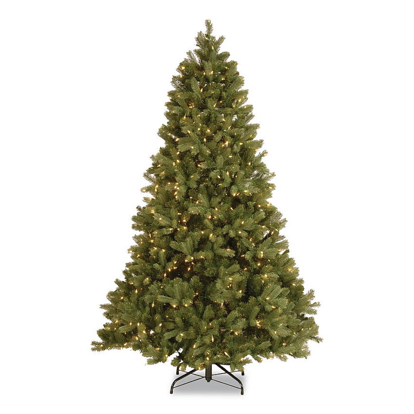 National Tree Company Pre-Lit Downswept Douglas Fir Tree, 49" x 49" x 78", Green Tree, Green Tree Stand (PEDD131265)