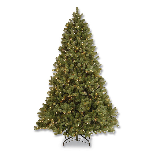 National Tree Company Pre-Lit Downswept Douglas Fir Tree, 59" x 59" x 90", Green Tree, Green Tree Stand (PEDD131275)
