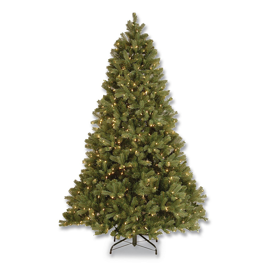 National Tree Company Pre-Lit Downswept Douglas Fir Tree, 59" x 59" x 90", Green Tree, Green Tree Stand (PEDD131275)