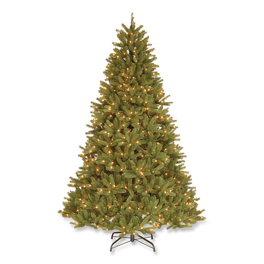 National Tree Company Pre-Lit Grande Fir Medium Tree, 50" x 50" x 90", Green Tree, Green Tree Stand (PEGF430775)