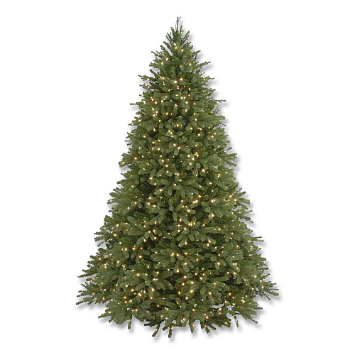 National Tree Company Pre-Lit Grande Fir Pencil Slim Tree, 78" x 78" x 108", Green Tree, Green Tree Stand (PEJF130090)