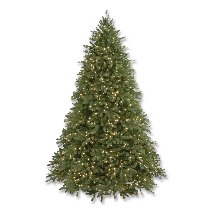 National Tree Company Pre-Lit Grande Fir Pencil Slim Tree, 78" x 78" x 108", Green Tree, Green Tree Stand (PEJF130090)