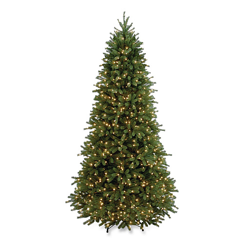 National Tree Company Pre-Lit Jersey Fraser Fir Slim Tree, 43" x 43" x 78", Green Tree, Green Tree Stand (PEJF130465)