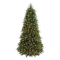 National Tree Company Pre-Lit Jersey Fraser Fir Slim Tree, 51" x 51" x 90", Green Tree, Green Tree Stand (PEJF130475)