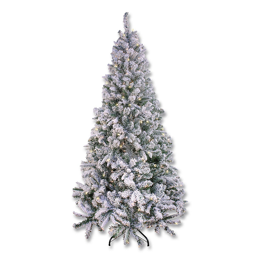National Tree Company Pre-Lit Snowy Mixed Pine Tree, 44" x 44" x 78", Green Tree, Green Tree Stand (PEMX230265F)