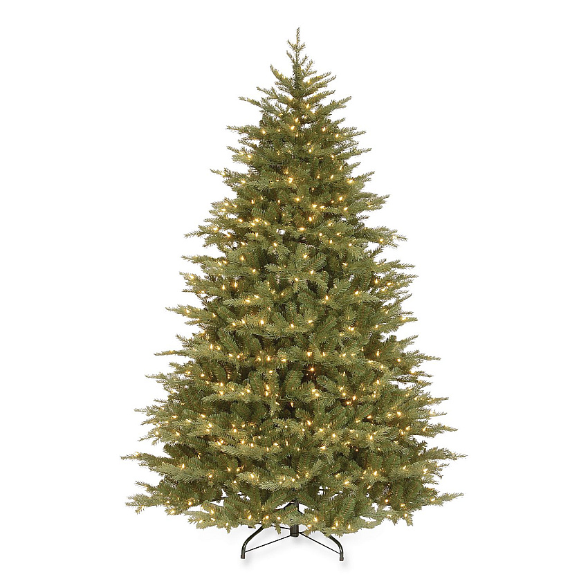 National Tree Company Pre-Lit Nordic Spruce Medium Tree, 60" x 60" x 90", Green Tree, Green Tree Stand (PENS130775)