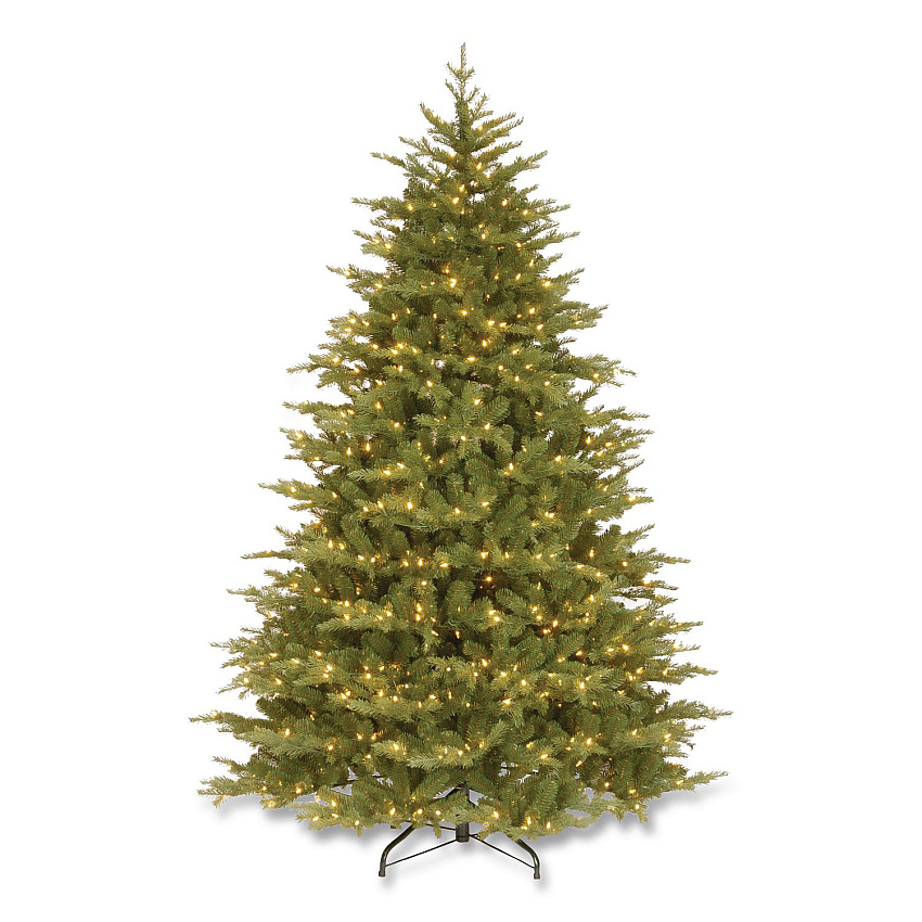 National Tree Company Pre-Lit Nordic Spruce Medium Tree, 69" x 69" x 108", Green Tree, Green Tree Stand (PENS130790)