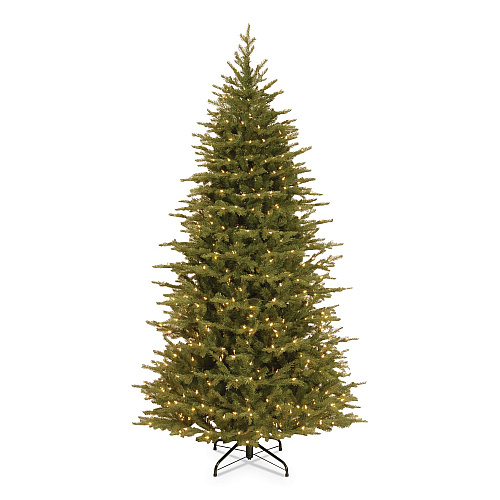 National Tree Company Pre-Lit Nordic Spruce Slim Tree, 44" x 44" x 78", Green Tree, Green Tree Stand (PENS132165)