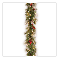 National Tree Company Pre-Lit Wintry Pine Garland, AC Powered, Clear Incandescent Lights, 108" Long, Green (PEWT3009B1)