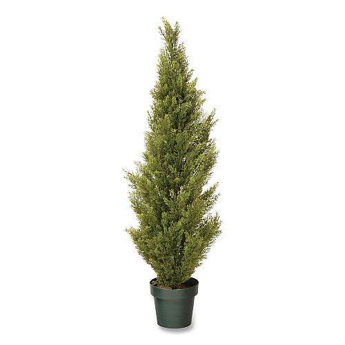 National Tree Company Cedar Topiary Tree, 13" x 13" x 53", Green Tree, Dark Green Pot (QLMC4531)