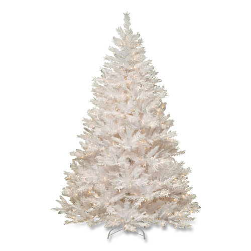 National Tree Company Pre-Lit Winchester Pine Tree, 52" x 52" x 78", White Tree, White Tree Stand (WCHW730065)