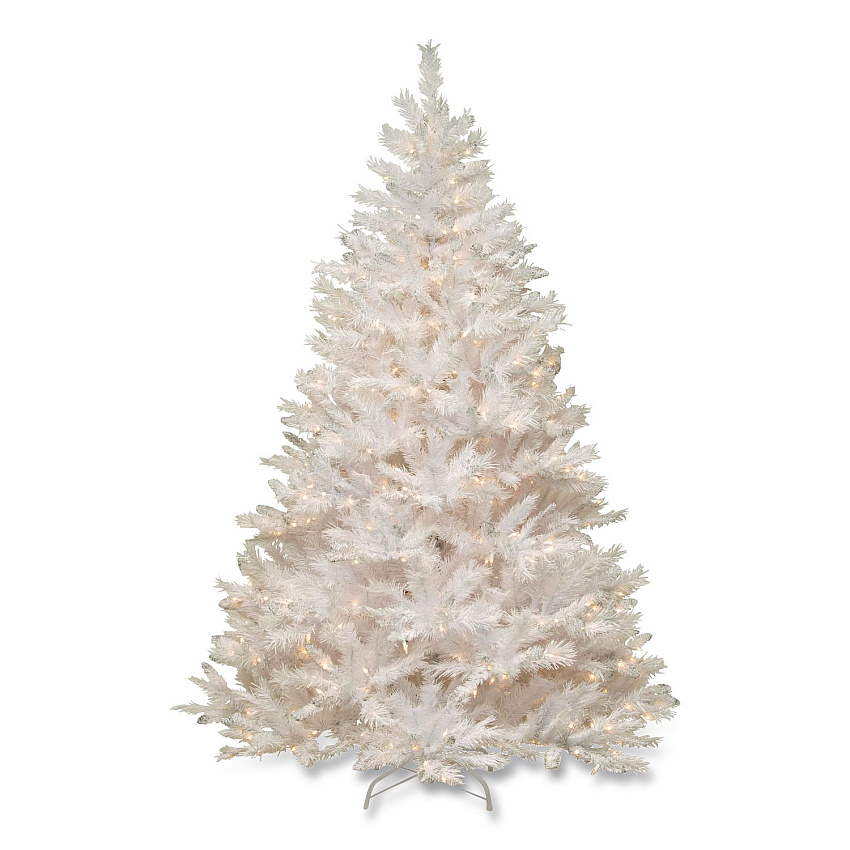 National Tree Company Pre-Lit Winchester Pine Tree, 52" x 52" x 78", White Tree, White Tree Stand (WCHW730065)