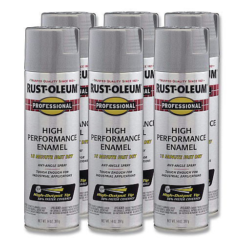 Rust-Oleum Professional Spray Paint, Metallic Aluminum, 14 oz Aerosol Can, 6/Carton (7515838CT)