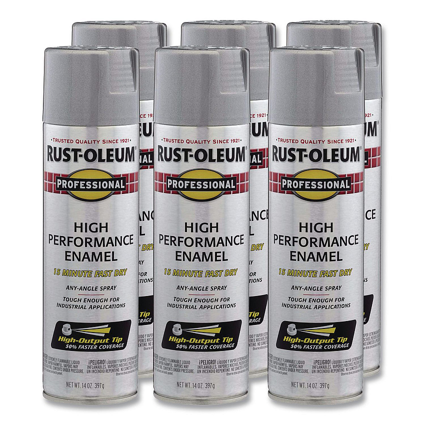 Rust-Oleum Professional Spray Paint, Metallic Aluminum, 14 oz Aerosol Can, 6/Carton (7515838CT)