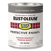Rust-Oleum Stops Rust Brush-On Protective Enamel Paint, Gloss Smoke Gray, 1 qt Can, 2/Carton (7786502)