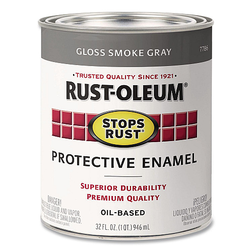 Rust-Oleum Stops Rust Brush-On Protective Enamel Paint, Gloss Smoke Gray, 1 qt Can, 2/Carton (7786502)