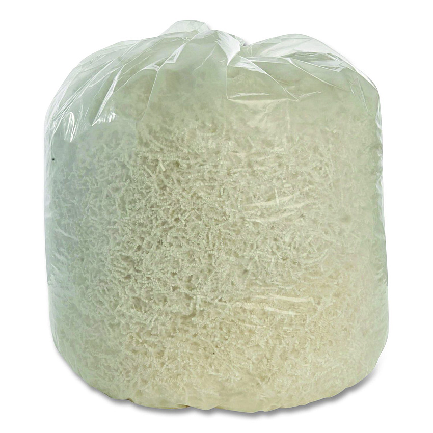 AbilityOne 810500NIB1402, SKILCRAFT Recycled Content Trash Can Liners, 45 gal, 1.5 mil, 40" x 48", Clear, Interleaved Roll, 100/Box