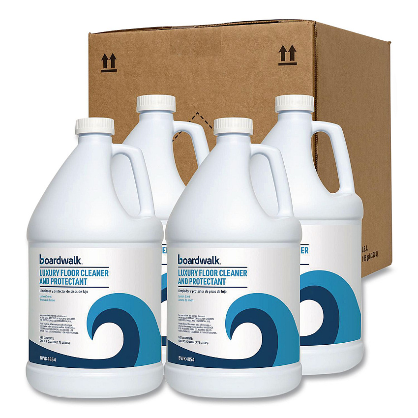 Boardwalk Luxury Floor Cleaner and Protectant, Lemon Scent, 1 gal Bottle, 4/Carton (4854)