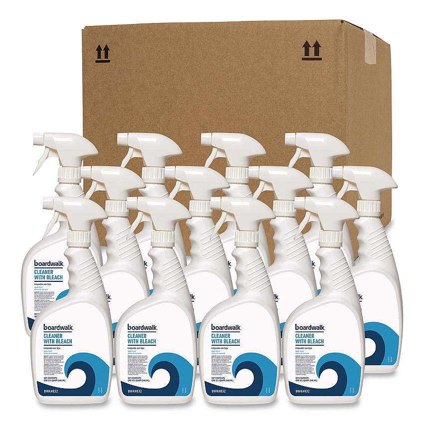 Boardwalk Cleaner with Bleach, Apple Scent, 32 oz Bottle, 12/Carton (4832)