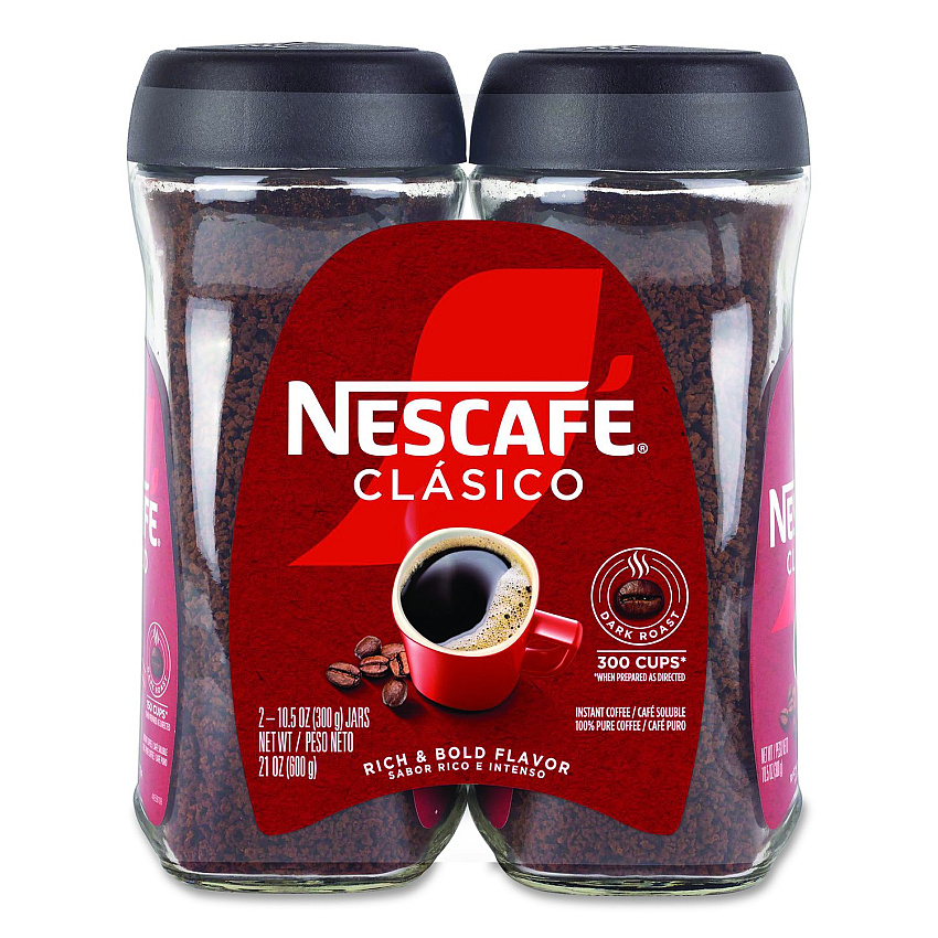 Nescaf Clasico Dark Roast Instant Coffee, 21 oz Jar, 2/Carton (22002635)