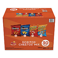 Frito-Lay Doritos and Cheetos Variety Pack, Assorted Flavors, Assorted Sizes, 30 Bags/Carton (22002673)