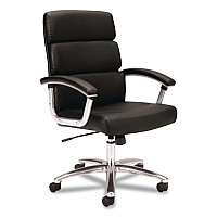 HON HVL103 Executive High Back Chair, 18" to 21" Seat Height, Black Seat, Black Back, Chrome Base (VL103SB11)