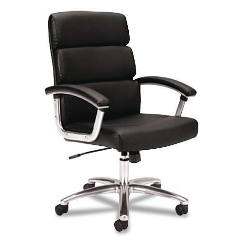 HON HVL103 Executive High Back Chair, 18" to 21" Seat Height, Black Seat, Black Back, Chrome Base (VL103SB11)