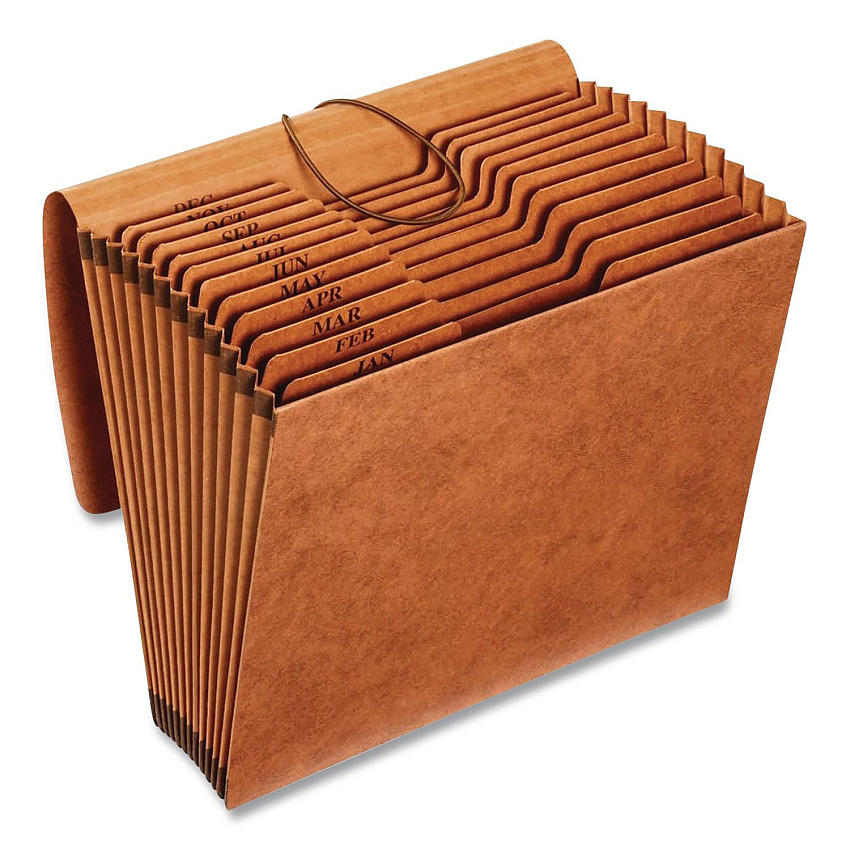 Pendaflex Heavy-Duty Expanding File with Reinforced Flap, 12 Sections, Elastic Cord Closure, 1/3-Cut Tabs, Letter Size, Redrope (R117MLHD)