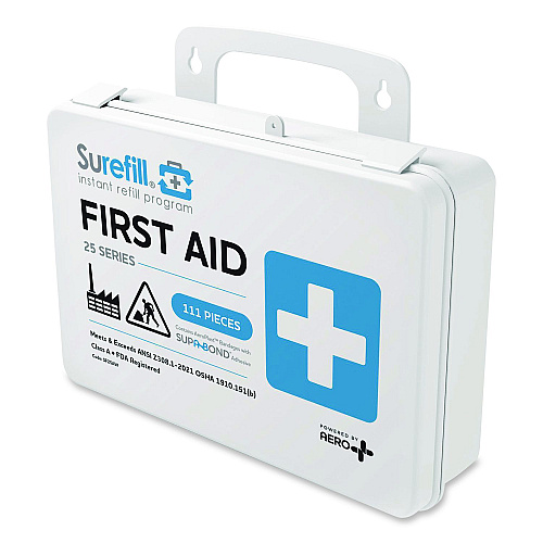 SUREFILL 25 ANSI 2021 A+ First Aid Kit, 111 Pieces, Weatherproof Plastic Case (SF25AW)