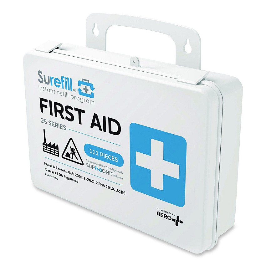 SUREFILL 25 ANSI 2021 A+ First Aid Kit, 111 Pieces, Weatherproof Plastic Case (SF25AW)