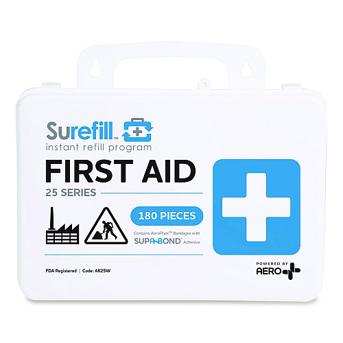 SUREFILL 25 Series All Purpose First Aid Kit, 180 Pieces, Plastic Case (AK25W)