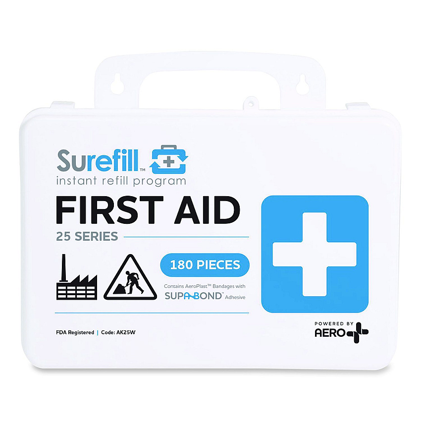 SUREFILL 25 Series All Purpose First Aid Kit, 180 Pieces, Plastic Case (AK25W)