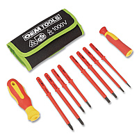 OEMTOOLS Insulated 10-Piece Interchangeable Bit Screwdriver Set, Metric Phillips and Slotted Blade Bits, Orange/Yellow Handle (22593)