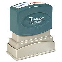 Xstamper Two-Color Title Stamp, ENTERED, Blue/Red (2027)