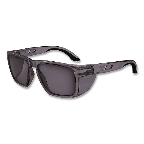 ergodyne Skullerz SIXTEN Anti-Scratch/Enhanced Anti-Fog Safety Glasses w/Side Shield, Polarized, Translucent Smoke Frame, G15 Lens (58260)