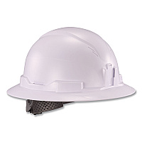 ergodyne Skullerz 8963 Full Brim Class E Safety Helmet, 6-Point Rachet Suspension, Full Brim, White (60540)