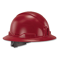 ergodyne Skullerz 8963 Full Brim Class E Safety Helmet, 6-Point Rachet Suspension, Full Brim, Red (60544)