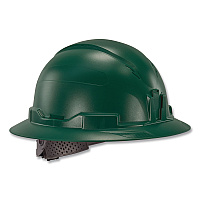 ergodyne Skullerz 8963 Full Brim Class E Safety Helmet, 6-Point Rachet Suspension, Full Brim, Green (60545)