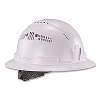ergodyne Skullerz 8964 Full Brim Class C Safety Helmet, 6-Point Ratchet Suspension, White (60560)