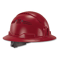 ergodyne Skullerz 8964 Full Brim Class C Safety Helmet, 6-Point Ratchet Suspension, Red (60564)