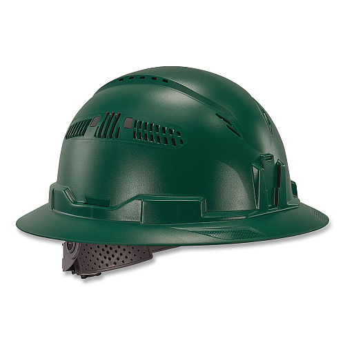 ergodyne Skullerz 8964 Full Brim Class C Safety Helmet, 6-Point Ratchet Suspension, Green (60565)
