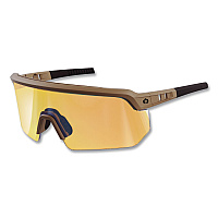 ergodyne Skullerz AEGIR Color Enhancing Anti-Scratch and Enhanced Anti-Fog Safety Glasses with Mirror Lens, Matte Desert Frame, Yellow (55232)