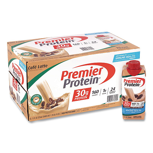 Premier Protein Cafe Latte Shake, 11 oz Bottle, 15/Carton (22002615)