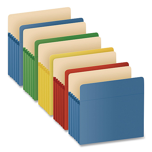 Pendaflex Colored File Pockets, 5.25" Expansion, Letter Size, Randomly Assorted Colors, 5/Pack (1534G5ASST)