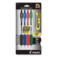 Pilot G2 Premium Gel Pen, Retractable, Ultra-Fine, 0.38 mm, Assorted Ink/Barrel Colors, 4/Pack (31276)