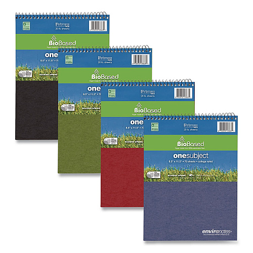 Roaring Spring Environotes BioBased Notepad, Randomly Assorted Cover Colors, Medium/College Rule, (70) White 8.5 x 11 Sheets (13363)